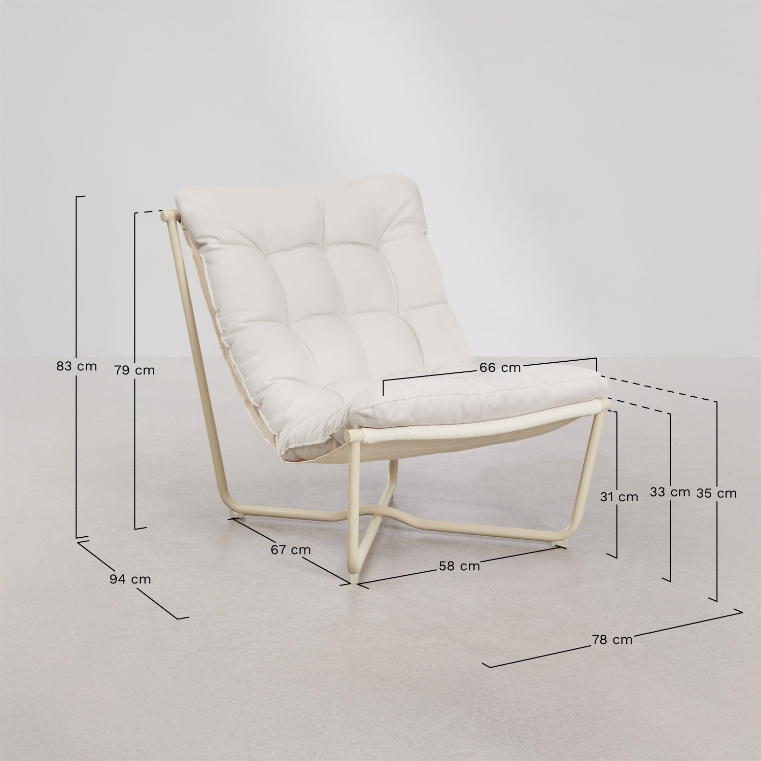 Set van 2 tuinstoelen van staal Zaylon, AFMETINGEN