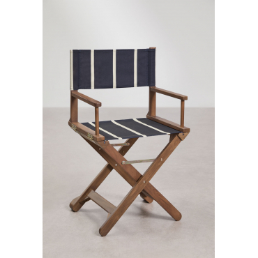 Pack Van 4 Inklapbare Regisseursstoelen Van Acaciahout Ridley Marineblauw - Beige Tapioca - Sklum