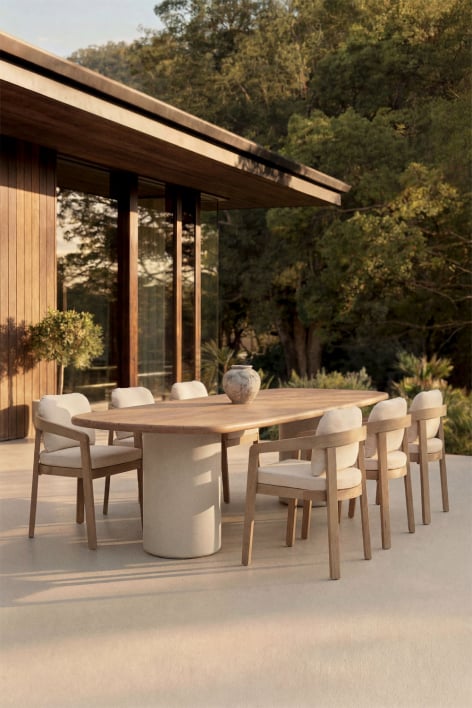 Rechthoekige tuin tafel 270x110 cm van acaciahout Bogota - Lichte acaciekleur