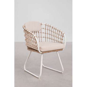 Set Van 2 Eetkamerstoelen Met Armleuningen Van Aluminium En Synthetisch Riet Isaran Gardenia Wit - Sklum