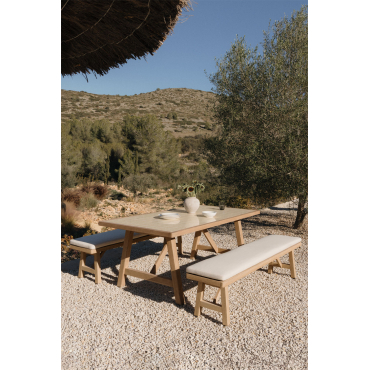 Rechthoekige Tuin Tafel Van Acaciahout Dubai Tapioca Beige & 200 X 100 Cm - Sklum