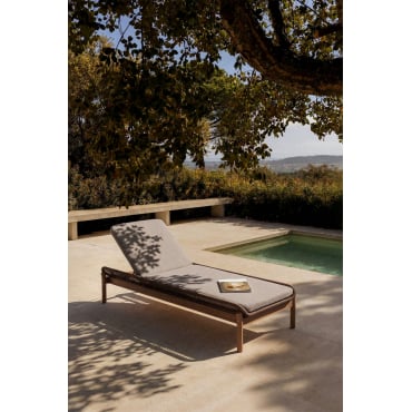 Set Van 2 Verstelbare Ligstoelen Van Acaciahout En Gevlochten Touw Karvia Acacia Bruin & Hazelnootbruin Doek - Sklum