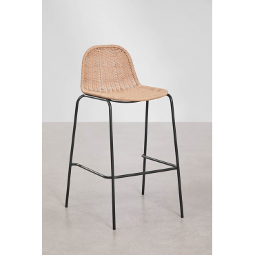 Stapelbare Set Van 4 Hoge Tuinkrukken Van Synthetisch Riet Reiven Zwart & ↑75 Cm - Sklum
