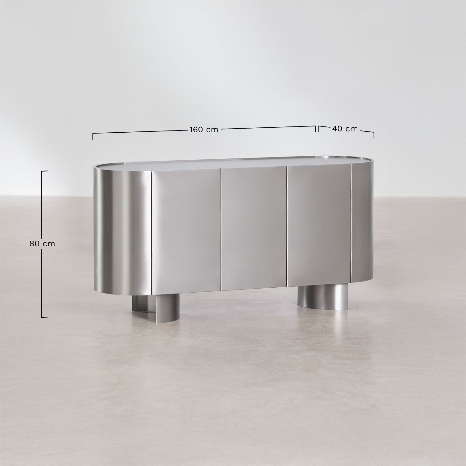 Buffet 160x40 cm in roestvrij staal Luena, AFMETINGEN