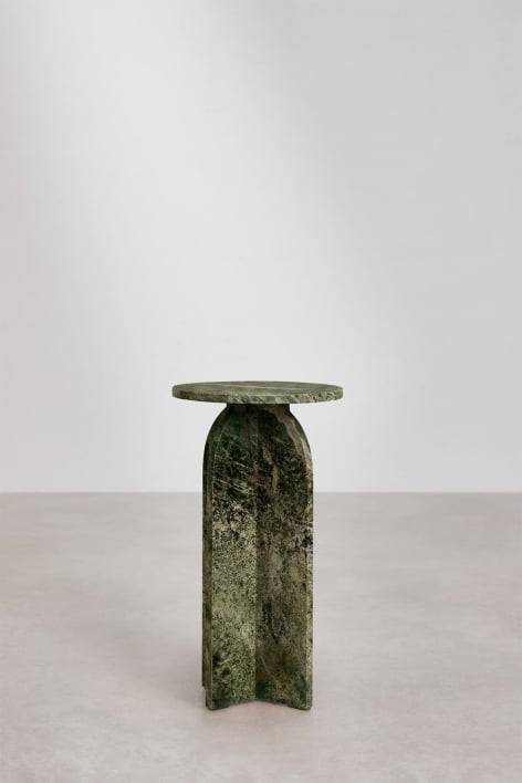 Rond nachtkastje Ø30 cm in Graham marmer - Groen Marmer Forest