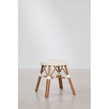 Set Van 2 Lage Krukken 45 Cm Van Aluminium En Synthetisch Riet Brielle Bistro Naakt Beige - Gardenia Wit - Sklum