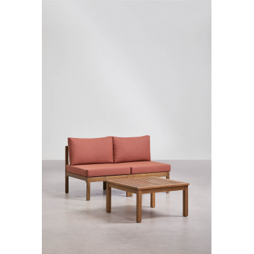 Branson Acaciahouten Tuinset Met 2-delige Modulaire Bank En Salontafel Terracotta - Acaciabruin - Sklum