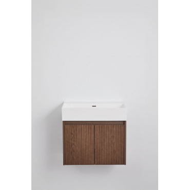 Genevie Zwevend Houten Badkamermeubelset Met Geïntegreerde Wastafel Donker Hout - Sklum