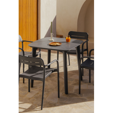 Tuinvierkante Tafel 85x85 Cm Van Polypropyleen Scand Grijs – Grafiet - Sklum