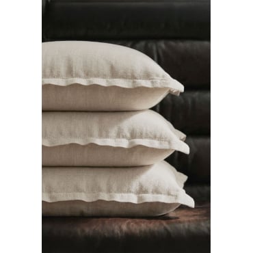 Vierkant Kussen 40x40 Cm In Linnen Ludet Grijsachtig Wit - Sklum