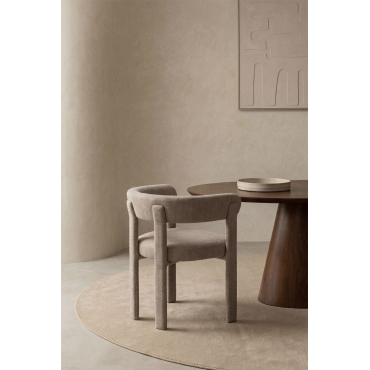 Set Van 2 Gestoffeerde Eetkamerstoelen Met Armleuningen En Ijzeren Frame Jolie Stof Grijs – Taupe & Stof Grijs – Taupe - Sklum