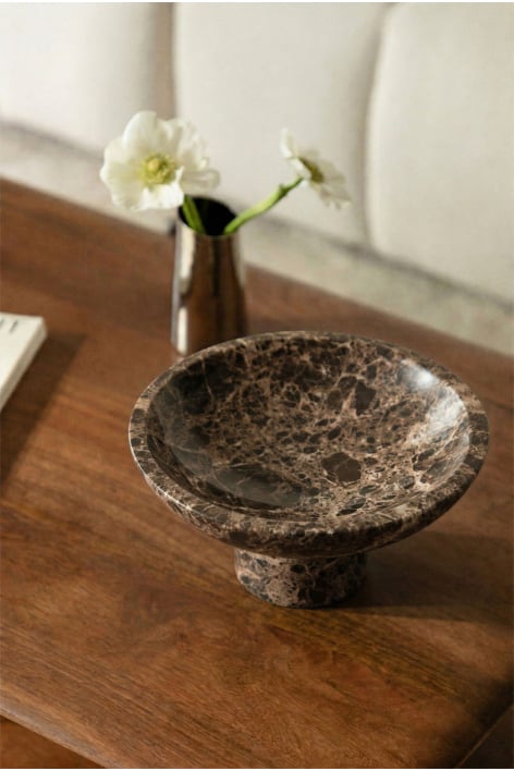 Ronde decoratieve kom Ø25 cm van Korinza marmer