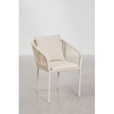Set Van 4 Tuinstoelen Met Armleuningen In Gevlochten Touw Arhiza Classic Tapioca Beige - Sklum