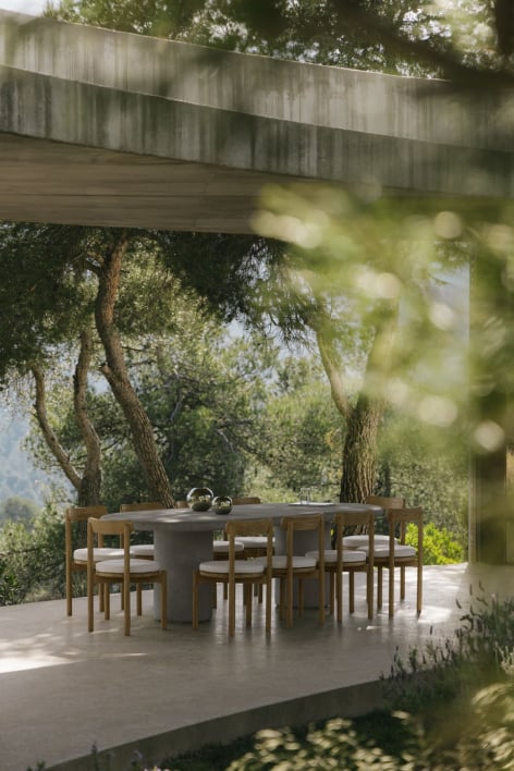 Ovale tuintafel 260x110 cm in Aurean cement