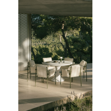 Ronde Tuintafel Ø120 Cm In Cement Eloria Wit - Sklum