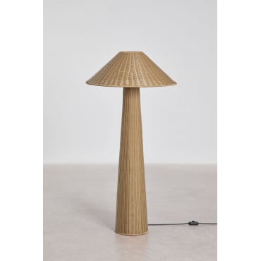 Staande Lamp Van Synthetisch Riet En Ijzer Ekain Bruin – Rotan - Sklum