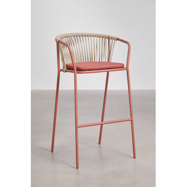 Set Van 2 Hoge Tuinkrukken Van Staal En Gevlochten Touw Oklahoma Rood – Klei & ↑75 Cm - Sklum