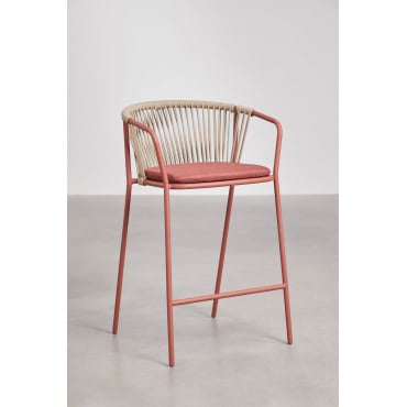 Set Van 4 Hoge Tuinkrukken Van Staal En Gevlochten Touw Oklahoma Rood – Klei & ↑65 Cm - Sklum