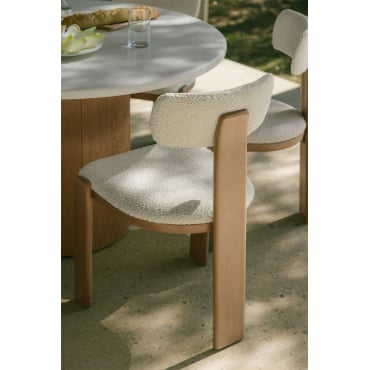 Tuinstoel Van Acaciahout En Malta Bouclé Stof Lichte Acaciekleur - Sklum