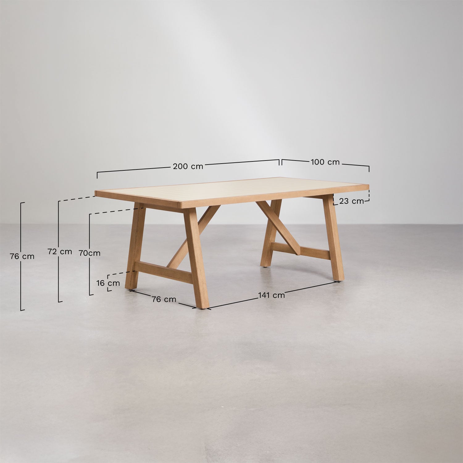 Rechthoekige tuin tafel van acaciahout Dubai, AFMETINGEN