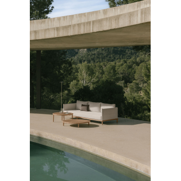 Tuinset Met 3-zitsbank En 2 Ronde Salontafels Van Acaciahout Olivia Lichte Acaciekleur & Lichte Acaciekleur - Sklum