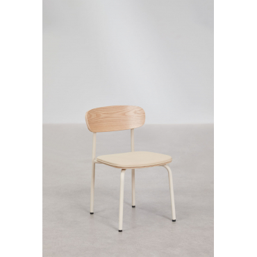 Wilpier Stoel Van Ijzer En Hout Tapioca Beige & Kunstleren Beige – Crème - Sklum