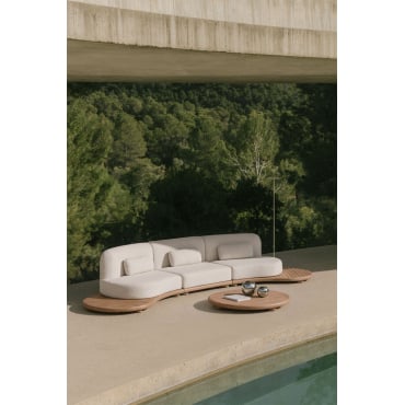 Tuinset Met Rechte Modulaire 3-zitsbank En Ovale Salontafel 120x95 Cm Van Acaciahout Gerard Lichte Acaciekleur - Sklum