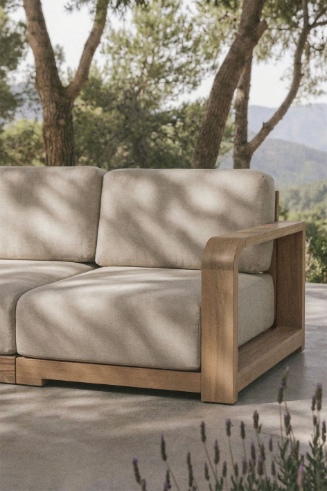 Rechter hoekmodule voor modulaire tuinbank van acaciahout Brivori