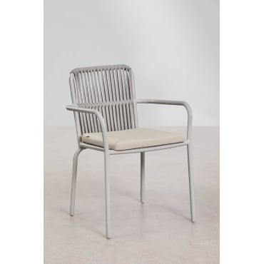 Stapelbare Set Van 4 Aluminium Eetkamerstoelen Met Armleuningen Alberta Grijs – Koel - Sklum