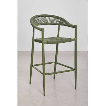 Amatria 75 Cm Hoge Tuinstoel Van Aluminium En Synthetisch Riet Groen – Intens Olijf - Sklum