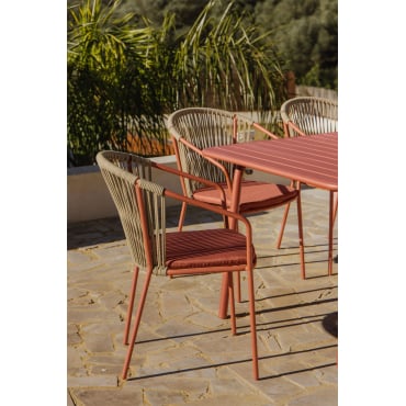 Stapelbare Tuinstoel Van Staal En Gevlochten Touw Oklahoma Rood – Klei - Sklum