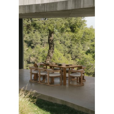 Rechthoekige 220 X 100 Cm Eettafelset Kandroa Met 8 Tuinstoelen Van Eucalyptus Hout Selira Lichte Acaciekleur - Sklum