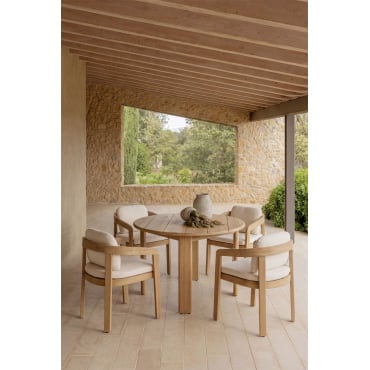 Ronde Tuintafel Ø110 Cm En 4 Stoelen Van Acaciahout Uleno Lichte Acaciekleur - Sklum