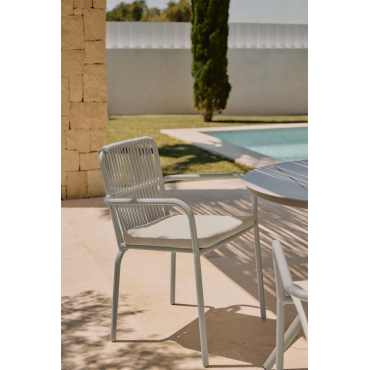 Stapelbare Tuinstoel Met Aluminium Armleuningen Alberta Grijs – Koel - Sklum