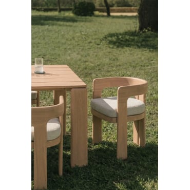 Tuinstoel Met Armleuningen Van Acaciahout En Bouclé-stof Kandroa Lichte Acaciekleur - Sklum