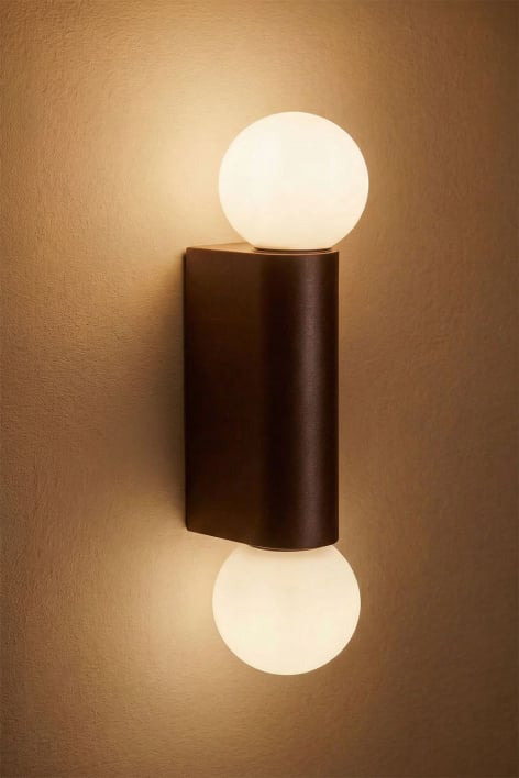 Buitenwandlamp met 2 glazen bollen in aluminium Irvine