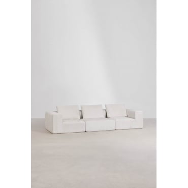 3-delige Modulaire Bank In Vacuüm Verpakte Chenille Norridge Stof Chenille Beige – Crème - Sklum
