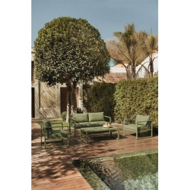 Tuinset Met 2-zitsbank, 2 Fauteuils En Salontafel Van Aluminium Lipov Groen – Intens Olijf - Sklum