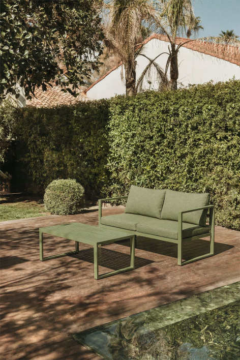 2-zits aluminium tuinbank en salontafel set 110x55cm Lipov