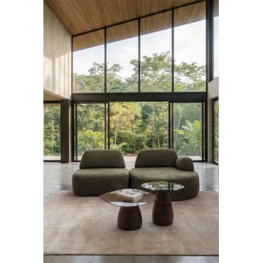 Rechte Modulaire Chaise Longue Bank Van 2 Delen Bekleed Giorgia Stof Leger Groen - Sklum