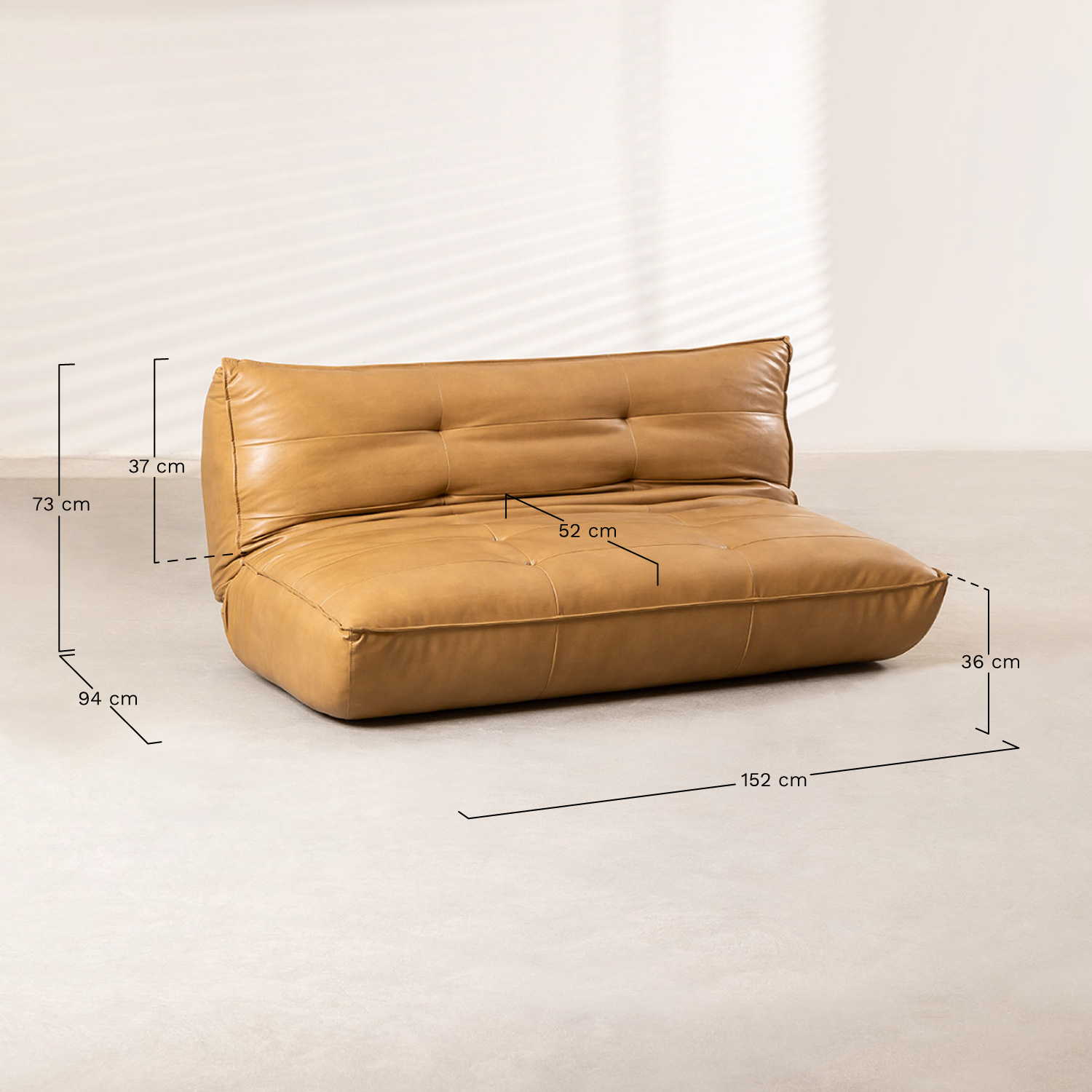 2-zits verstelbare bank Mati bekleed, AFMETINGEN