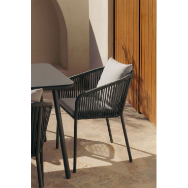 Arhiza Classic Tuinstoel Met Armleuningen Van Gevlochten Touw Grijs – Grafiet - Sklum