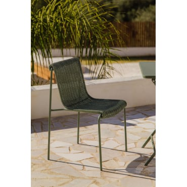 Tuinstoel Van Synthetisch Riet En Staal Revia Groen – Intens Olijf - Sklum