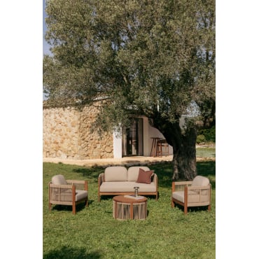 Tuinset Met 2-zitsbank, 2 Fauteuils En Salontafel Van Acaciahout Serel Acacia Bruin - Sklum