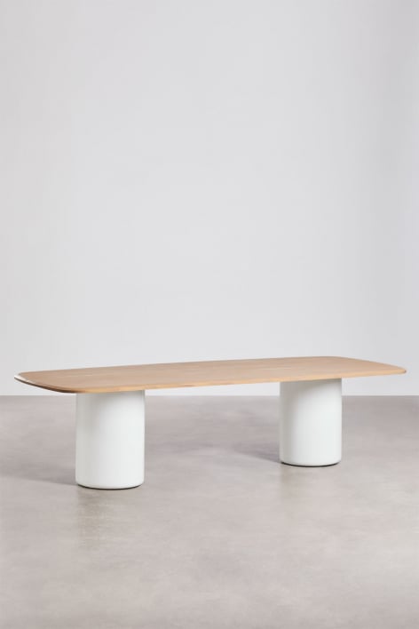 Rectangular tuintafel 270x110 cm van acaciahout Leighton - Lichte acaciekleur