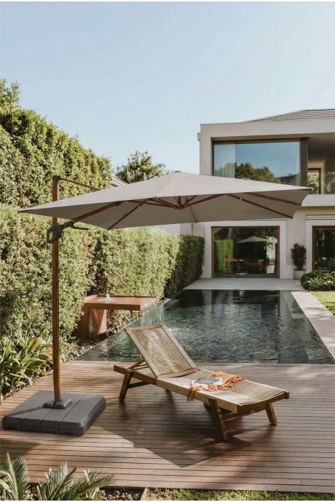 Parasol 295x295 cm in stof en aluminium Hydra