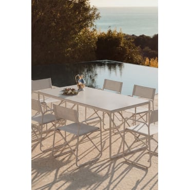 Rechthoekige Tuintafel 185x85 Cm Van Melida-staal Tapioca Beige - Sklum