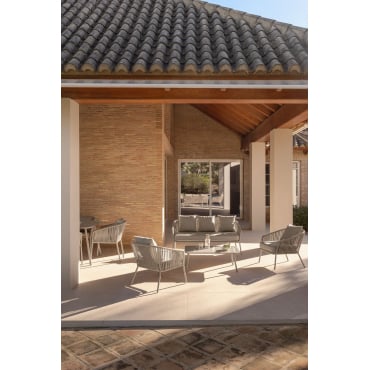 Tuinset Met 2-zitsbank, 2 Stoelen Van Gevlochten Touw En Salontafel Arhiza Moka Bruin - Sklum