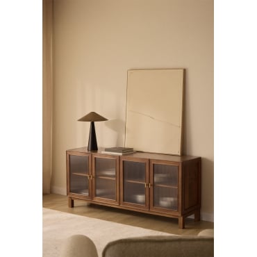 Ildara Dressoir Van Mangohout En Glas Goudkleurig - Donker Mangohout & ↔︎ 170 Cm - Sklum