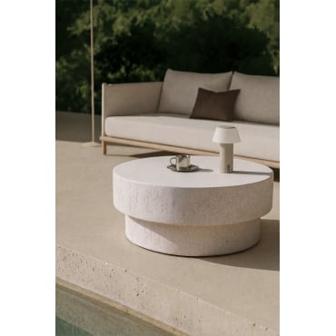 Ronde Betonnen Tuintafel Selara Ø90 Cm & Wit - Sklum
